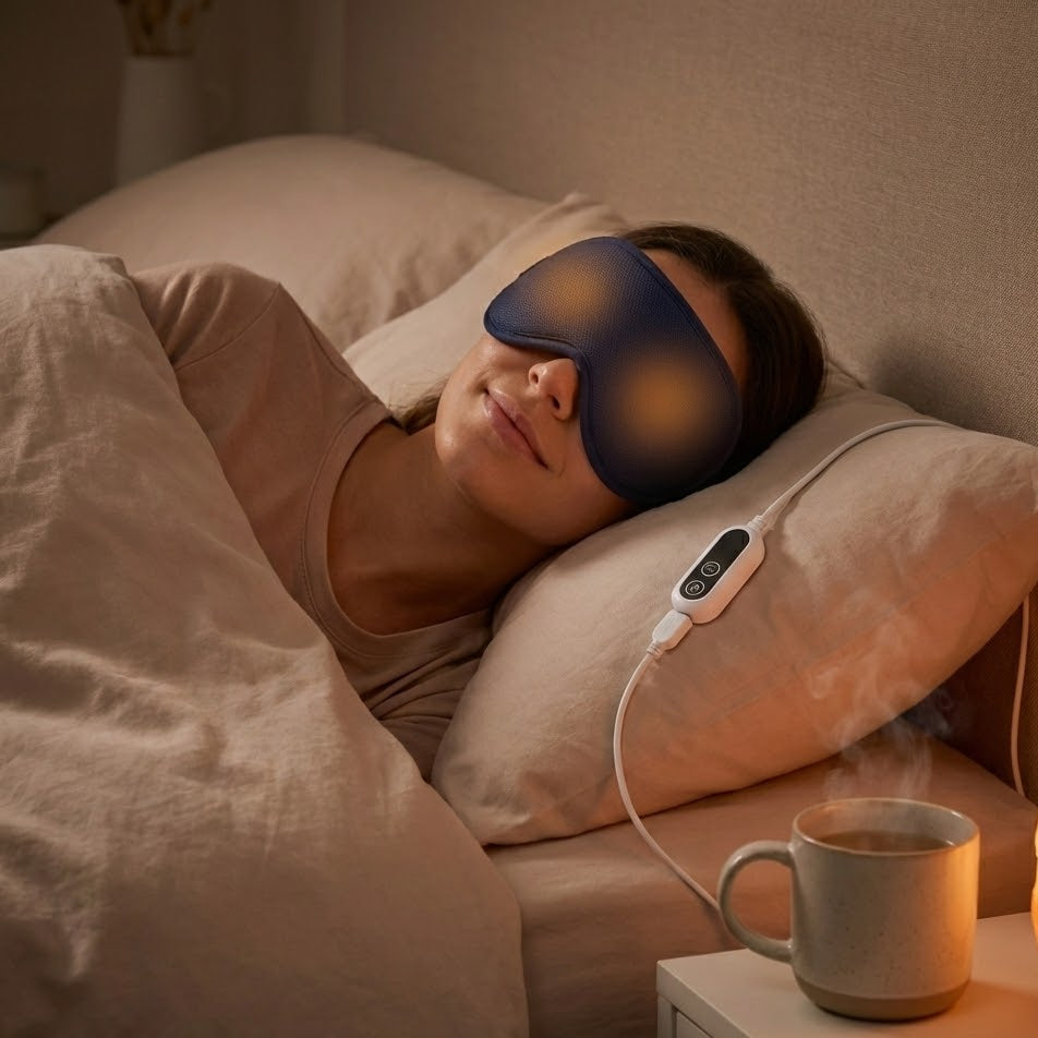 Heated Eye Mask for Sleep: Electric Eye Compress for Dry Eyes & Relief. Top Rated Heated Sleep Eye Mask with USB Constant Heat & Vibration.