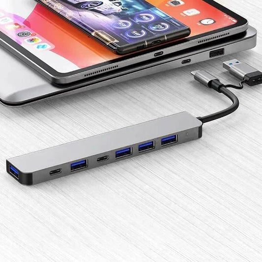 USB-C Hub 7-in-1 Multiport Adapter – High-Speed USB Splitter for Mac, PC, Tablet & More Devices