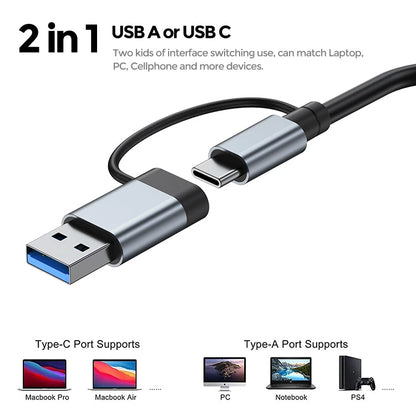 USB-C Hub 7-in-1 Multiport Adapter – High-Speed USB Splitter for Mac, PC, Tablet & More Devices