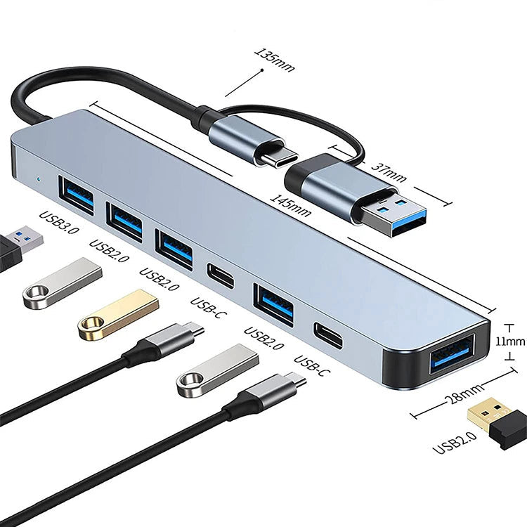 USB-C Hub 7-in-1 Multiport Adapter – High-Speed USB Splitter for Mac, PC, Tablet & More Devices
