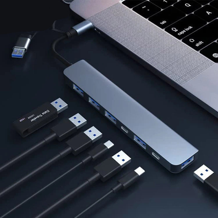USB-C Hub 7-in-1 Multiport Adapter – High-Speed USB Splitter for Mac, PC, Tablet & More Devices