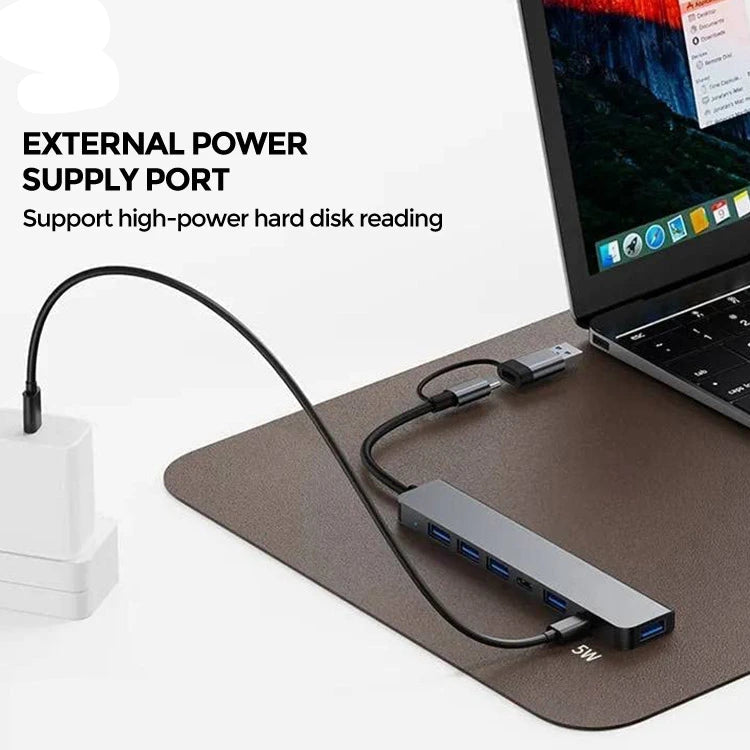USB-C Hub 7-in-1 Multiport Adapter – High-Speed USB Splitter for Mac, PC, Tablet & More Devices