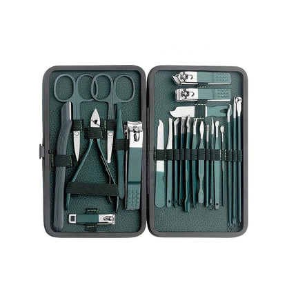 Stainless Steel Grooming Set | 7, 13, or 24-Piece Kits for Manicures & Pedicures at Home or Travel
