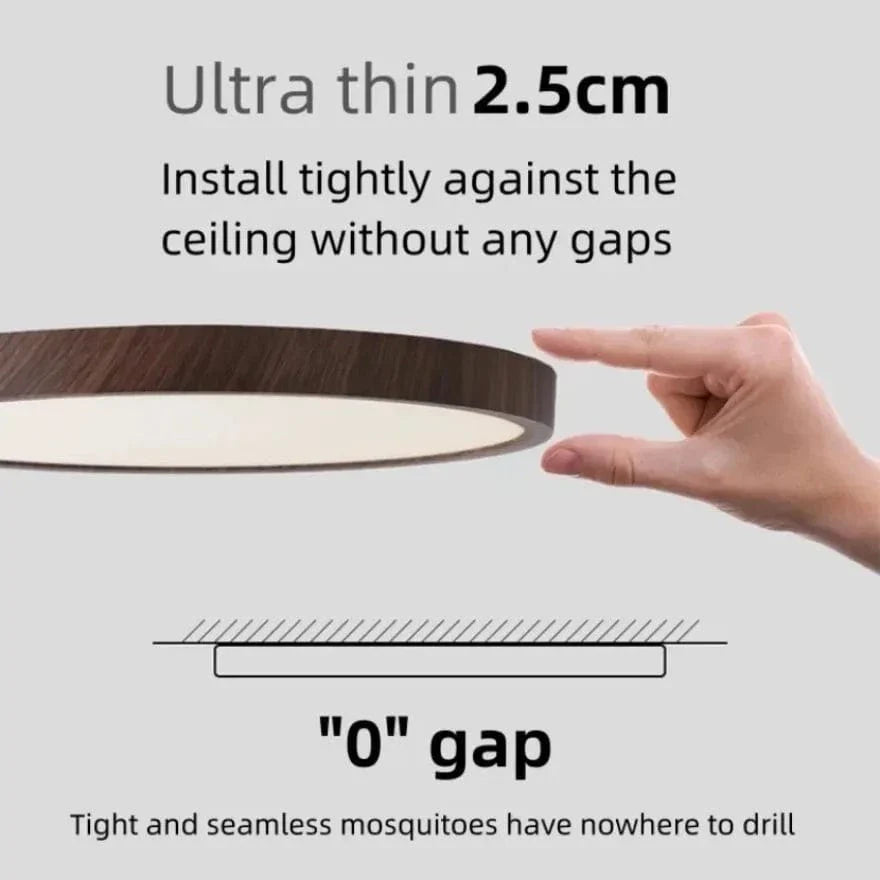 LED Ceiling Light | Ultrathin Wood Grain Design, Dustproof & Dimmable for Modern Interiors