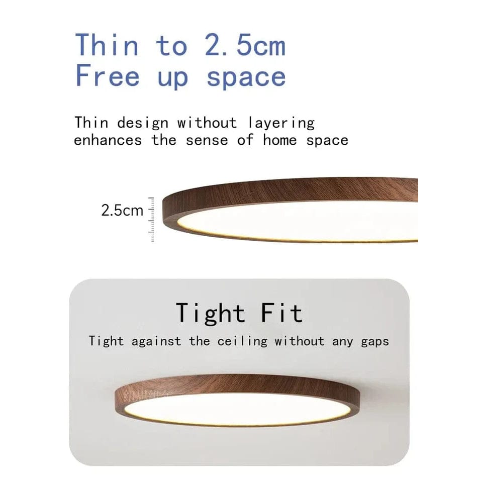 LED Ceiling Light | Ultrathin Wood Grain Design, Dustproof & Dimmable for Modern Interiors