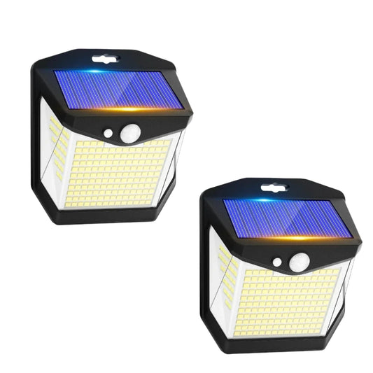 2x Solar LED Wall Light with Motion Sensor | Waterproof, 270° Wide Angle & 3 Modes for Outdoor Security in Gardens and Yards