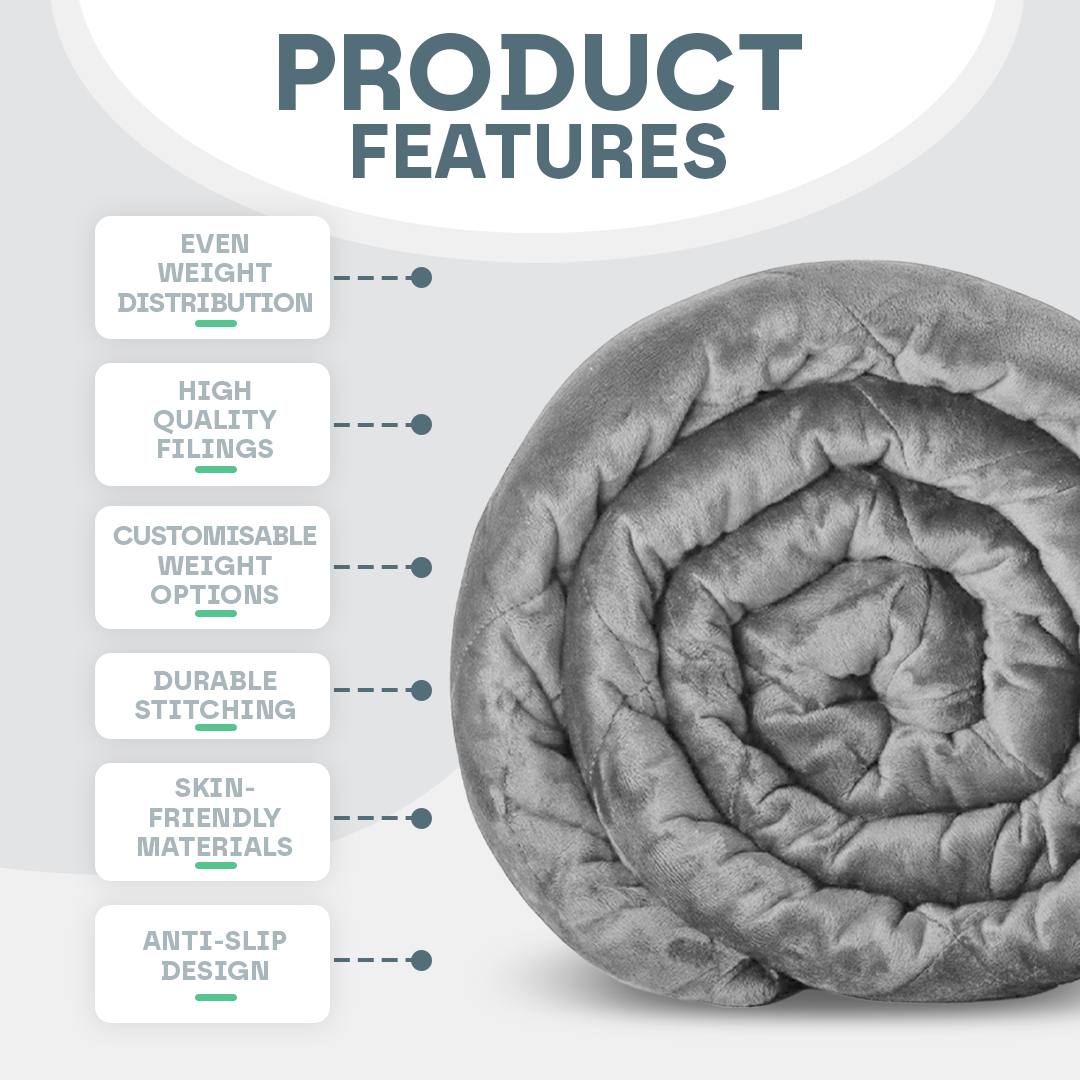 Weighted Blanket | 3-7kg for Adults & Kids, Calming Glass Beads for Relaxation and Comfort