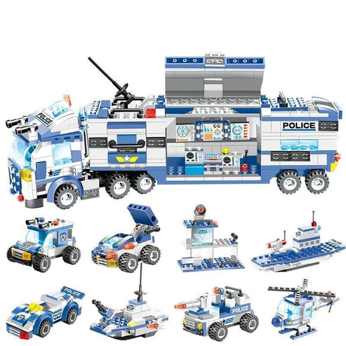 BlockForce Polizei LKW Bauklötze Kinder Spielzeug