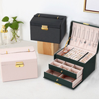 Large Jewelry Earing and Necklace Box Storage Holder Organizer for Women and Guys Case Stand with Drawers and Lock