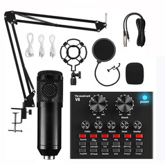 Recording Microphone Professional Audio V8 Sound Card Set Microphone For Studio Karaoke Streaming