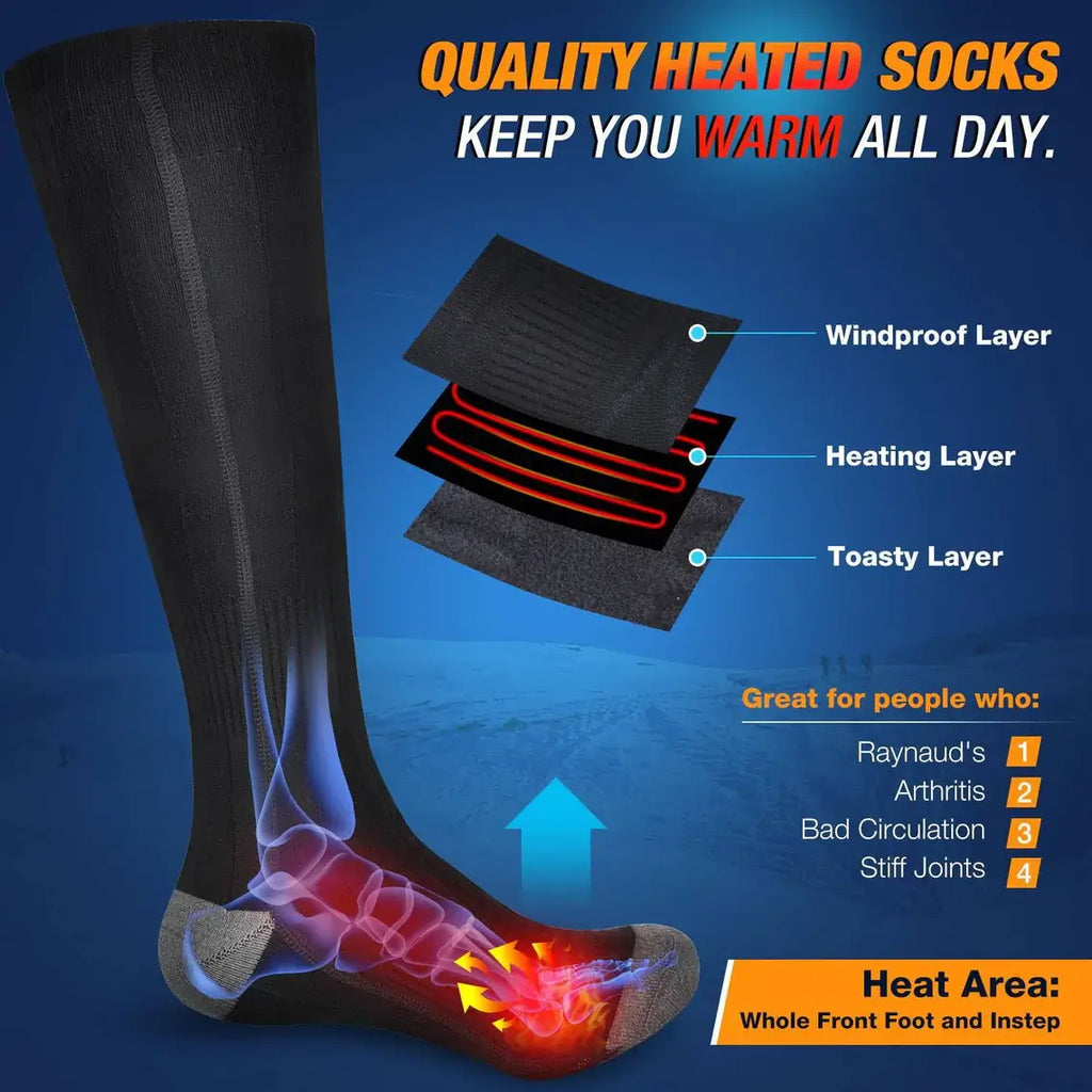 Heated Electric Rechargeable Battery Warm Socks Men and Women for Ski
