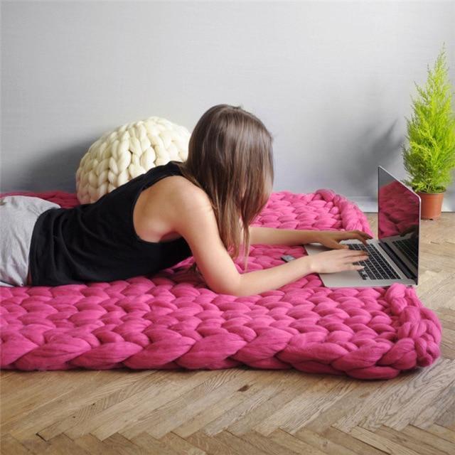 Handmade Chunky Knit Blanket Comfy & Warm -  80 x100 cm