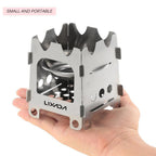 Pocket Rocket Stove Folding Wood Camping with Alcohol Tray Stainless Steel